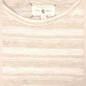 Lou & Grey Sleeveless Top Tan/White Classic All Cotton ☀ Size Large Excellent ✔️